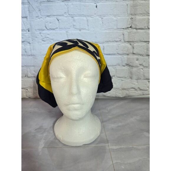 Womens Navy/Yellow Square Neck Or Head Scarf - Picture 3 of 4